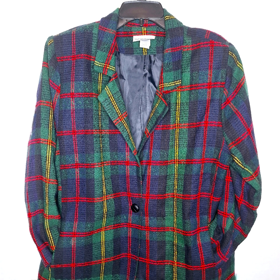 Vtg Stephanie Thomas BrandThe Preppy In Plaid PlusSize Office Core Blazer